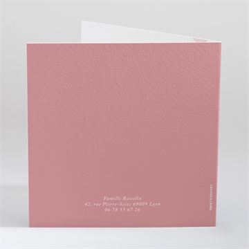 Faire-part naissance feuillage rosé - Dos du faire-part