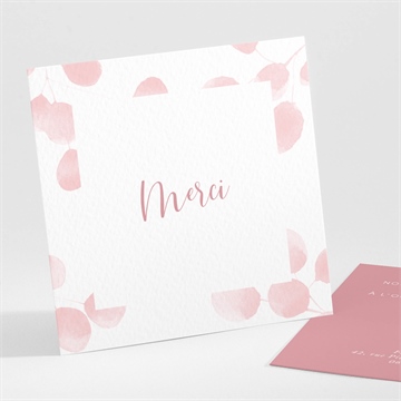 Remerciement naissance feuillage rosé