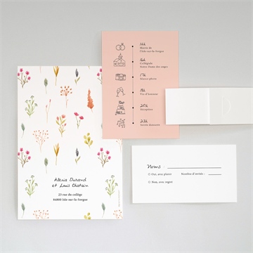 Faire-part mariage folie printanière - Dos du faire-part