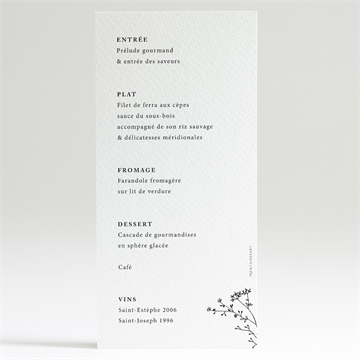 Menu mariage delicatesse - Dos du menu