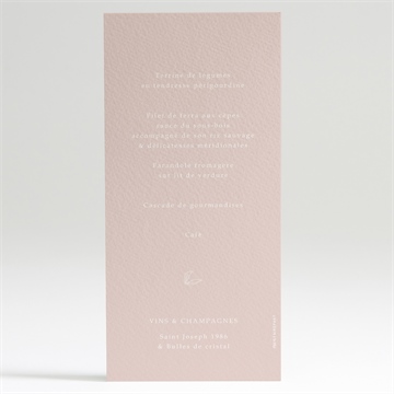 Menu mariage rose gold - Dos du menu