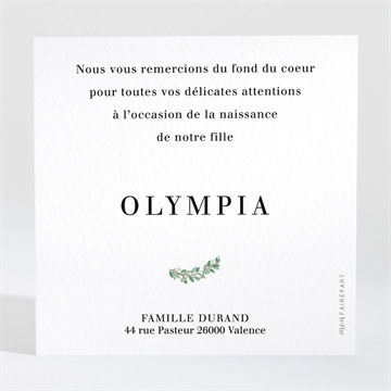 Remerciement naissance douceur et rêves - Dos de la carte