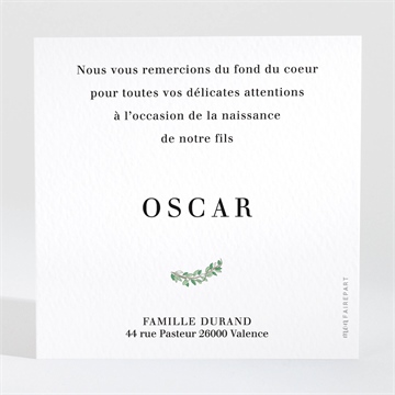 Remerciement naissance doux rêveur - Dos de la carte