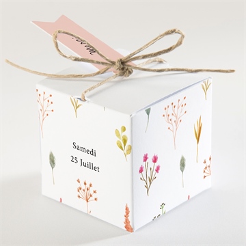 Boîte de dragées mariage folie printanière - Dos de la boîte