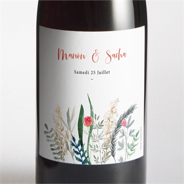 Etiquette de bouteille mariage douceur printanière