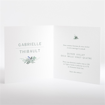 Faire-part mariage poésie d'aquarelle initiales - Intérieur du faire-part