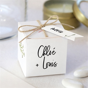 Boîte de dragées mariage art champêtre bracelet