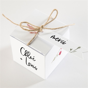 Boîte de dragées mariage art champêtre - Dessus de la boîte