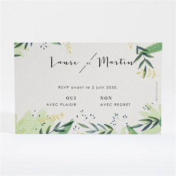 Carton réponse mariage univers végétal - Dos du carton
