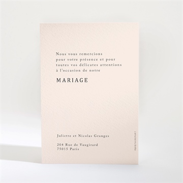 Remerciement mariage tendres - Dos de la carte