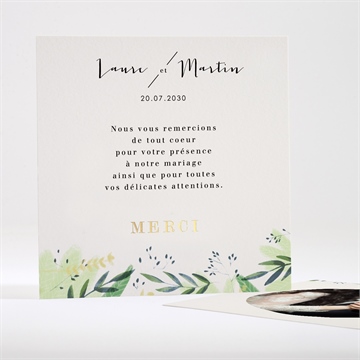 Remerciement mariage univers végétal
