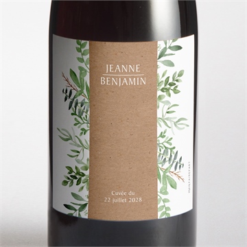Etiquette de bouteille mariage nature chic programme