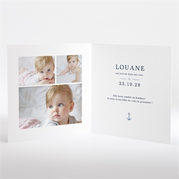 Faire-part naissance motifs marins - Intérieur du faire-part