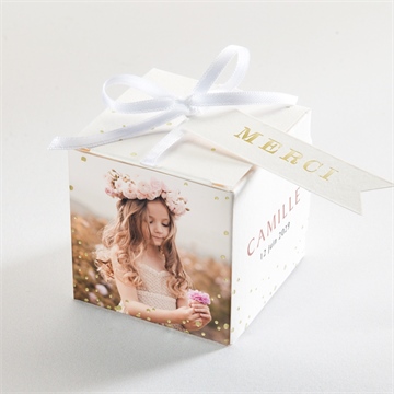 Boîte de dragées communion jolies grâces dorure