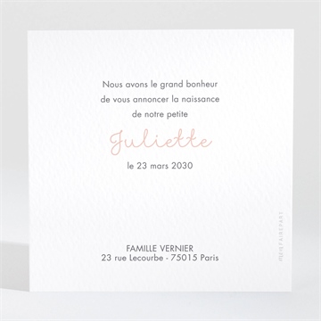 Faire-part naissance simple cadre et photo - Dos du faire-part