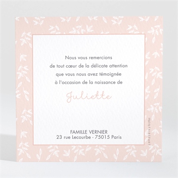 Remerciement naissance simple cadre et photo