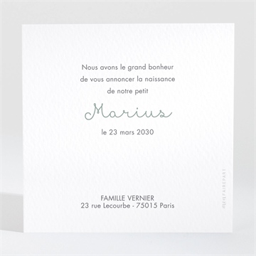 Faire-part naissance cadre photo simple - Dos du faire-part