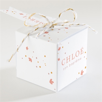 Boîte de dragées baptême subtil tressage - Dos de la boîte