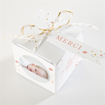 Boîte de dragées baptême subtil tressage - Dessus de la boîte