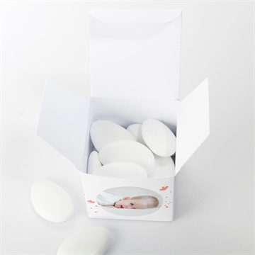 Boîte de dragées baptême subtil tressage - Intérieur de la boîte