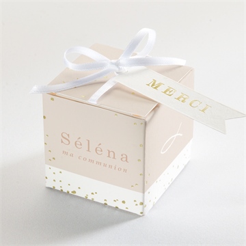 Boîte de dragées communion pourpre dorure