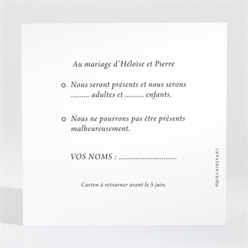 Carton réponse mariage bohême chic - Dos du carton