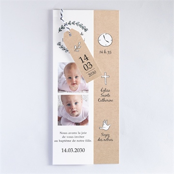 Faire-part de baptême petit programme - Faire-part assemblé