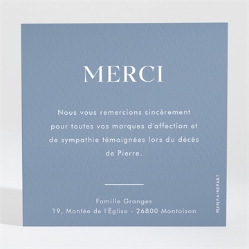 Remerciement décès pour toujours - Dos du carton