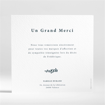 Remerciement décès sa signature - Dos du carton