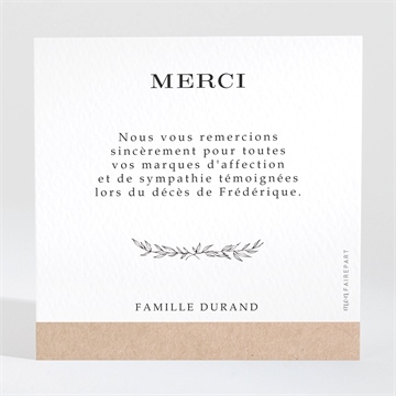 Remerciement décès sa présence - Dos du carte