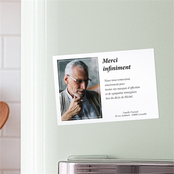 Remerciement décès son beau portrait magnet