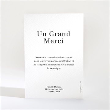 Remerciement décès pour l'eternité - Dos de la carte