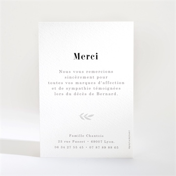 Remerciement décès a son image - Dos de la carte