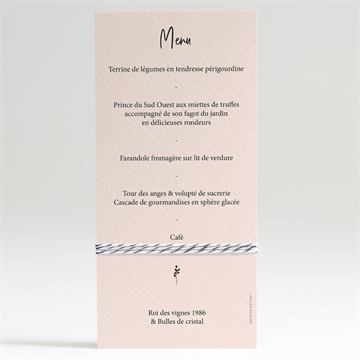 Menu mariage dites-le avec des fleurs - Dos du menu