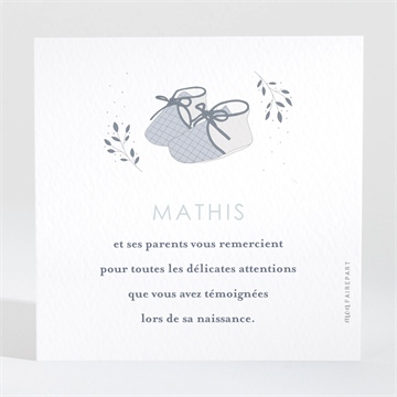 Remerciement naissance mes petits souliers - Dos de la carte