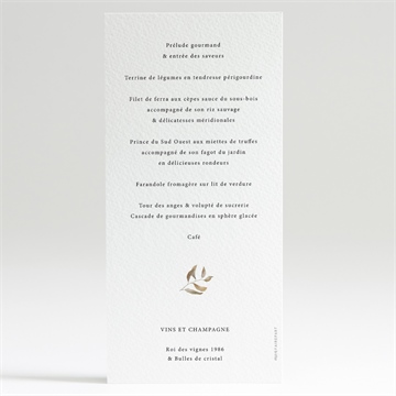 Menu mariage notre bouquet champêtre - Dos du menu