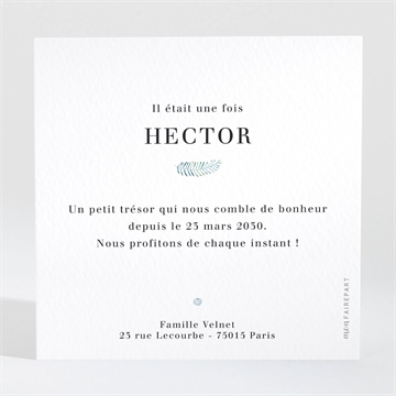 Faire-part naissance esquisse végétale - Dos du faire-part