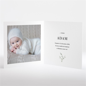 Faire-part naissance première initiale - Intérieur du faire-part