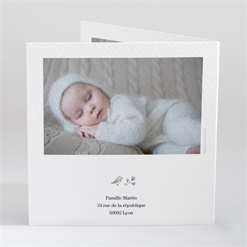 Faire-part naissance première initiale - Dos du faire-part