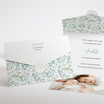 Faire-part naissance tendresse végétale