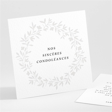 Carte de condoléances décès couronné gaufrage couronne