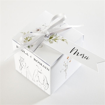 Boîte de dragées mariage complicité - Dessus de la boîte