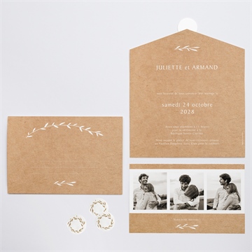 Faire-part mariage bohème écolo - Intérieur et dos du faire-part