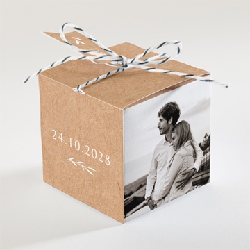 Boîte de dragées mariage bohème écolo - Dos de la boîte