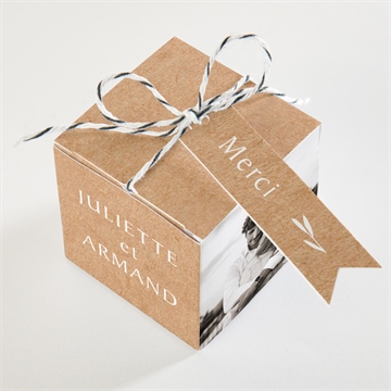 Boîte de dragées mariage bohème écolo - Dessus de la boîte