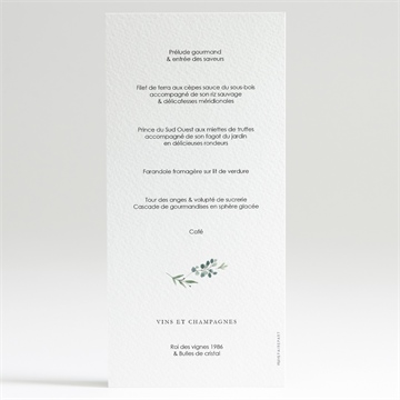 Menu mariage bouquet provençal - Dos du menu