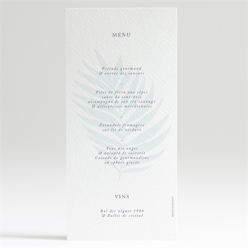 Menu mariage evasion - Dos du menu