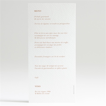 Menu mariage douceur estivale - Dos du menu
