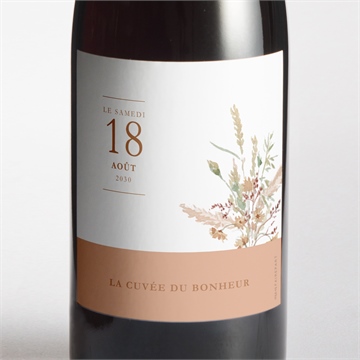 Etiquette de bouteille mariage douceur estivale