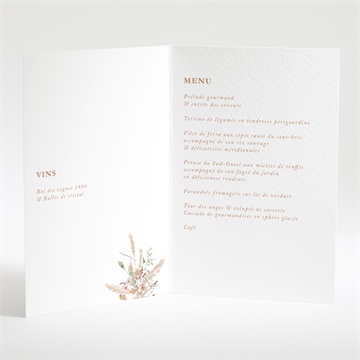 Menu mariage beauté délicate - Intérieur du menu